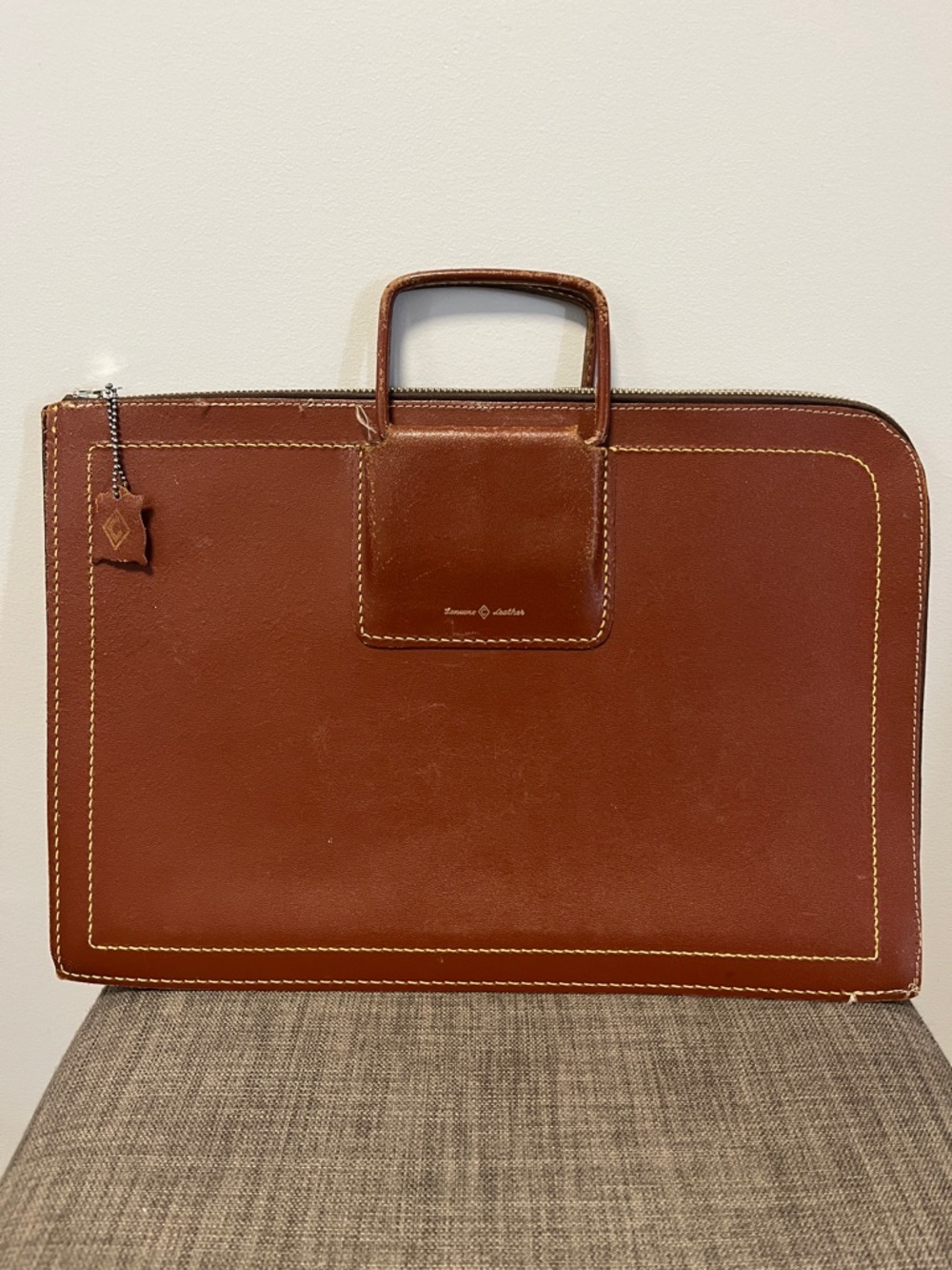 Brown Leather Briefcase Portfolio Vintage